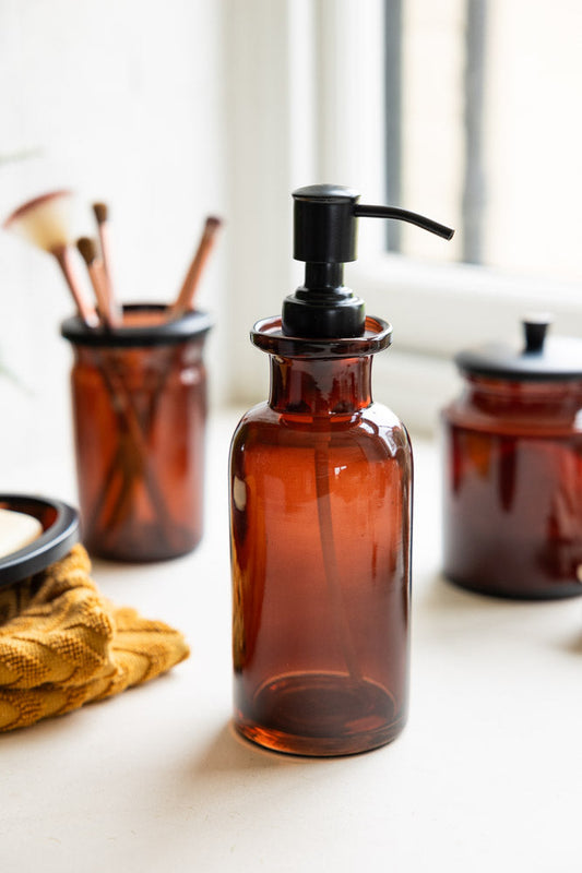 Apothecary-Style Amber Glass Soap Dispenser - 300ml