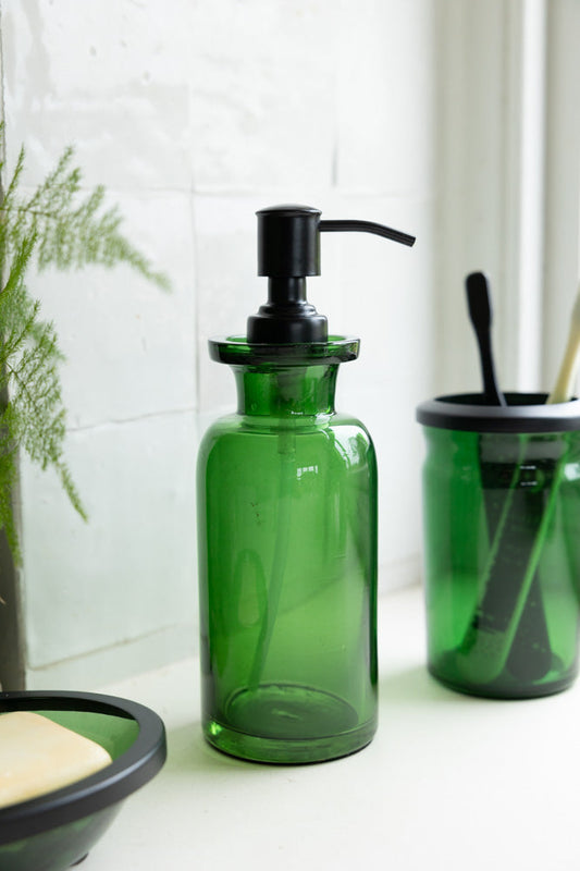 Apothecary-Style Green Glass Soap Dispenser - 300ml